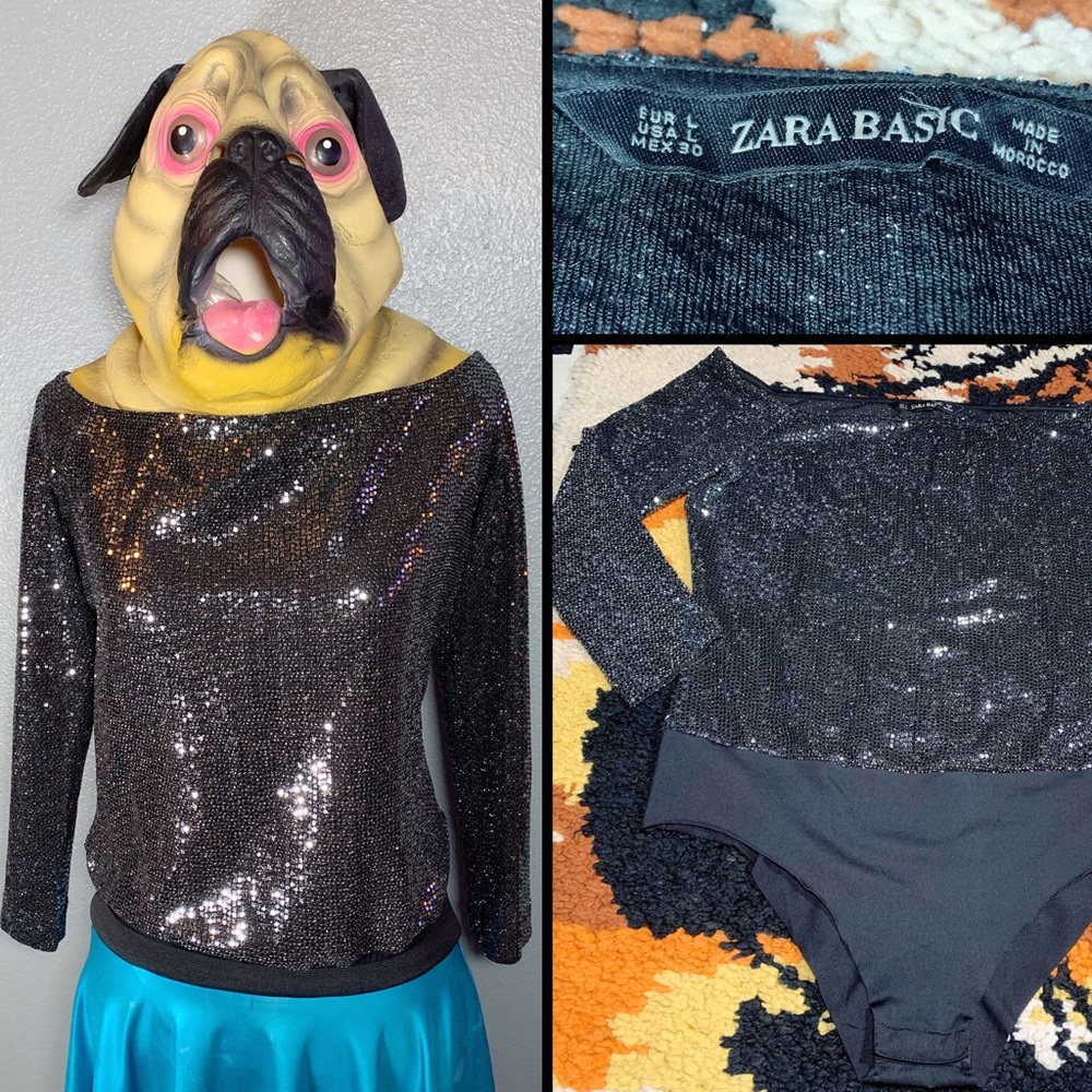 Disco Babe, ZARA, sequined, long sleeved body suit!!